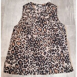 L’AGENCE Sleeveless Size 6 Animal Print Popover V-Neck Sheer Top Lightweight